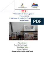 TP 1 Themocouple Et Etalonnage Des Temperatures Copie Finale