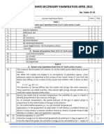 Kerala Plus Two Examination 2022-CHEMISTRY Answer Key by Anil Kumar Sir