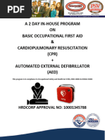 Proposal - A 2 Day In-House Program On Basic Occupational First Aid & CPR + Aed (Bofa)