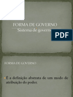 Forma de Governo e Sistema de Governo