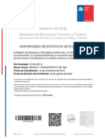 Aridos y Transportes TNK Spa - Certificado de Estatuto Actualizado