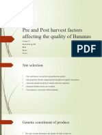 Pre and Post Harvest Quality of Banana