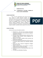 Course Number and Title: Ped 212 - Field Study 1 - Observation of Teaching - Learning in Actual School Environment