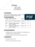 Sample Resume Fresher