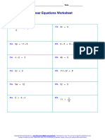 Linear Equations Worksheet