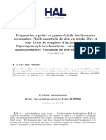 Préparation À Petite Et Grande Échelle Des Liposomes HE de Clou de Girofle