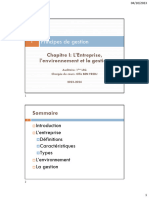 Chapitre I - L'entreprise, L'environnement Et La Gestion (Section I)