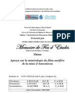 Aperçu Sur La Minéralogie Du Filon Aurifère de La Mine D'amesmessa