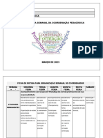 Ficha de Organização Da Rotina Semanal Da Coordenação Pedagógica