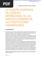 CYRILLO DA SILVA, Carolina Machado. La Posición Jerárquica Del Derecho Internacional de Los Derechos Humanos en Las Constituciones Sudamericanas.