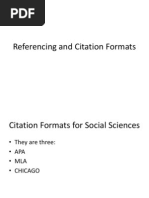 Referencing and Citation Formats