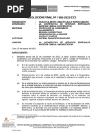 RESOLUCIÓN FINAL #1992-2023/CC1: Sanción: LA Cooperativa DE Servicios Especiales Nuestra Familia: Amonestación