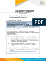 Guía de Actividades y Rúbrica de Evaluación - Unidad 2 - Tarea 3 - Procesos Cognoscitivos Superiores