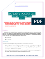 Botany - Core 12 - Plant Physiology Unit-2 Notes