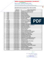 Students Admitted in The Academic Year 2022-23 (UG) : S.No Branch Regd. No. Name of The Student