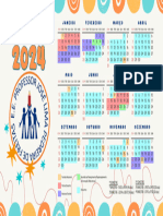 Calendário Infantil 2024 Divertido Amarelo Laranja