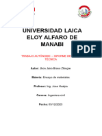 Universidad Laica Eloy Alfaro de Manabi: Facultad de Ingeniería, Industria Y Construcción