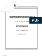 Procedimiento para Pruebas Hidrostática y de