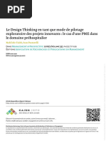 Le Design Thinking en Tant Que Mode de Pilotage Exploratoire Des Projets Innovants: Le Cas D'une PME Dans Le Domaine Préhospitalier