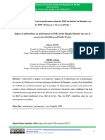 Impact de L'endettement Sur La Performance Dans Les PME Du District de Bamako Cas BTP