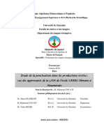 Etude de La Ponctuation Dans Les Productions Écrites Cas Des Apprenants de La 3AM de L'école SABRO Slimane À Noumerate