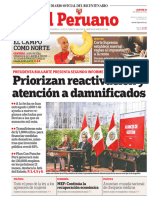 El Peruano: Priorizan Reactivación y Atención A Damnificados