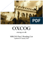 MRCOG Part 2 Reading List Updated 26th January 2023