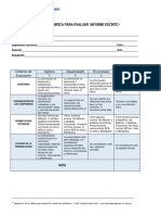 Rúbrica Informe Escrito