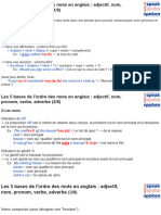 Les 5 Bases de L'ordre Des Mots en Anglais: Adjectif, Nom, Pronom, Verbe, Adverbe (1/8)