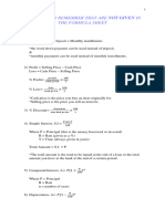 Formulas To Remember That Are Not Given in The Formula Sheet