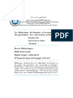 La Didactique Du Français Et Les Profils Des Postulants Des Universités Au Sénégal