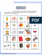 Colorido Ilustrado Bingo de Verano para Terapia Del Habla