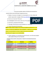 Proceso de Reinscripcion Al Semestre Febrero-Julio 2022