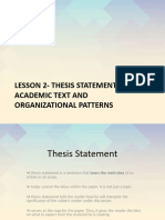 Lesson 2 Thesis Statement Academic Text and Organizational Patterns