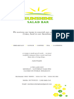 Sunshine Salad Bar Menu