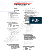 Evaluación de Entrada 2023 3ero de Primaria Comunicación: Colegio Emblematico "San Juan Bautista"