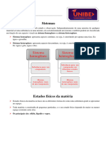 Aula 3 - Sistemas, Mudanças de Estado Físico, Diagramas de Mudanças de Estado