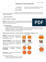 Sedimentos, Rochas Sedimentares e Rochas Metamórficas