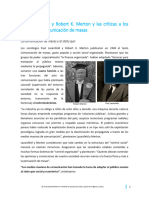 Paul Lazarsfeld y Robert K. Merton y Las Críticas A Los Medios de Comunicación de Masas