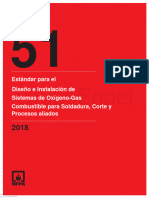 NFPA 51-2018 - Estándar Pa El Diseño e Instalación D Sist. D Oxigeno-Gas Combustible Pa Soldadura,. Corte y Procesos Aliados