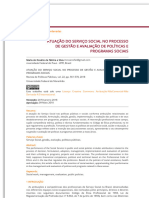 Atuação Do Serviço Social No Processo de Gestão e Avaliação de Políticas e Programas Sociais