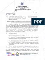 MEMORANDUM No. 131 S. 2024 SPORTS TRAINING OF POLOMOLOK SELECTED ATHLETES FOR 2024 SOUTH COTABATO PROVINCIAL ATHLETIC ASSOCIATION MEET