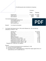 Questions Cost of Goods Sold Statement