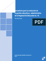 Consultoría para La Evaluación de La Gestión Educativa y Administrativa de La Regional de Educación No. 10.