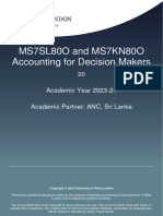 MS7SL80O and MS7KN80O Accounting For Decision Making MSG