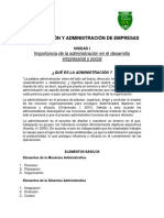 Material de Apoyo Unidad 1 Parte 1 Unidad 1 Importancia de La Administracion en El Desarrollo Empresarial y Social