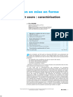 Lubrification en Mise en Forme: Frottement Et Usure: Caractérisation