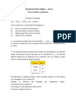 Lista 2 Físico Química - Equilíbrio Químico