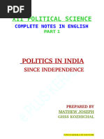 Xii Political Science: Politics in India