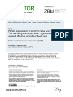 Person-Organization Fit and Innovative Work Behavior: The Mediating Role of Perceived Organizational Support, Affective Commitment and Trust